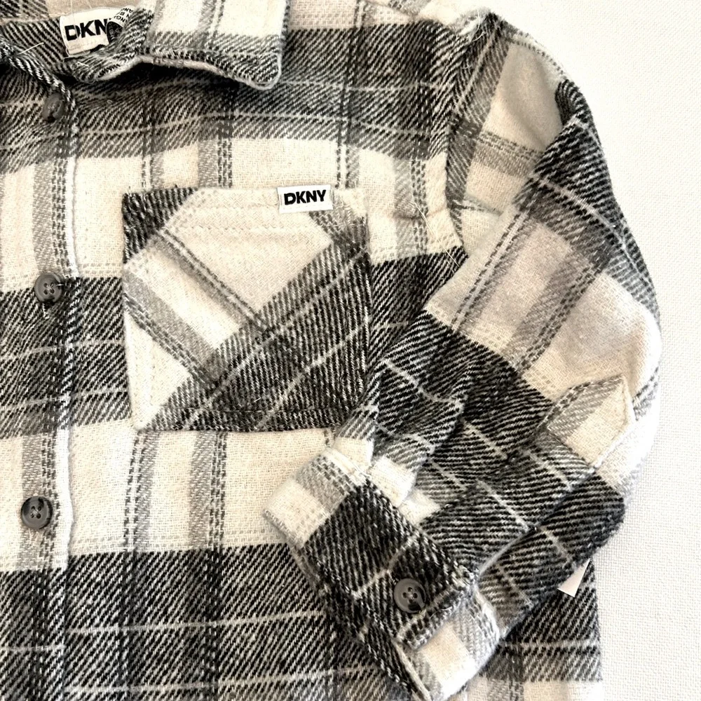 DKNY 4T 2 Piece Set Flannel Plaid Button-Down Shirt & Leggings  NEW